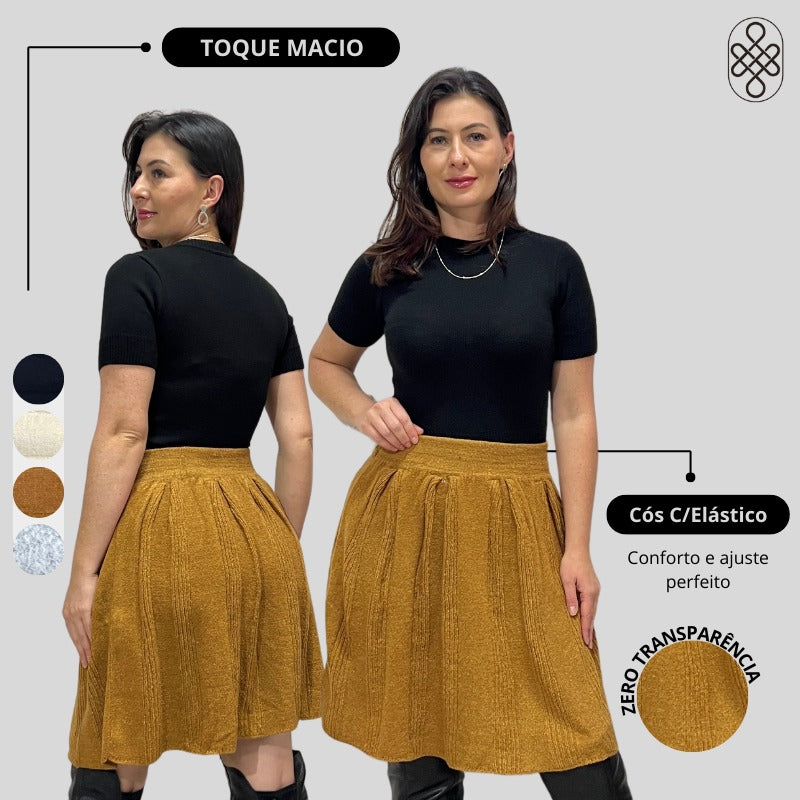 SAIA CURTA TRICO FIO MOUSSE INVERNO