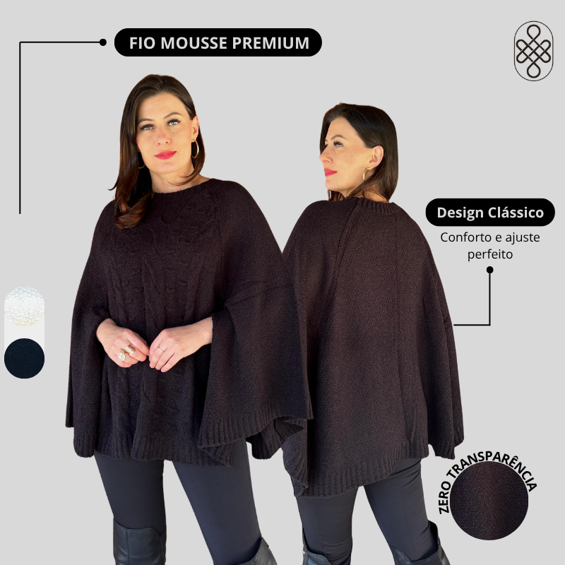 PONCHO MOUSSE TRICO CHIC LUXO
