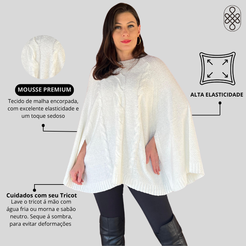PONCHO MOUSSE TRICO CHIC LUXO