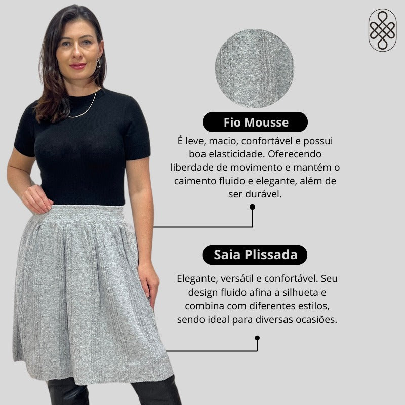 SAIA CURTA TRICO FIO MOUSSE INVERNO