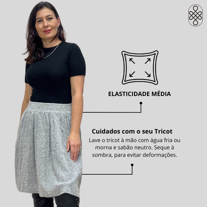 SAIA CURTA TRICO FIO MOUSSE INVERNO