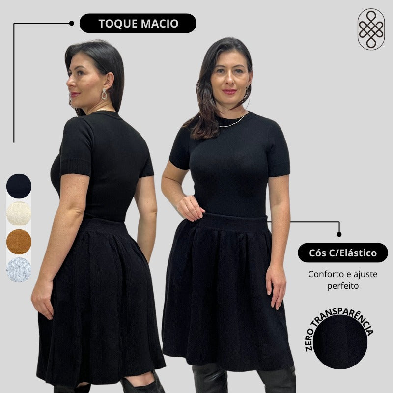 SAIA CURTA TRICO FIO MOUSSE INVERNO