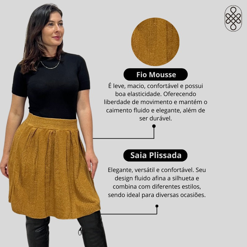 SAIA CURTA TRICO FIO MOUSSE INVERNO