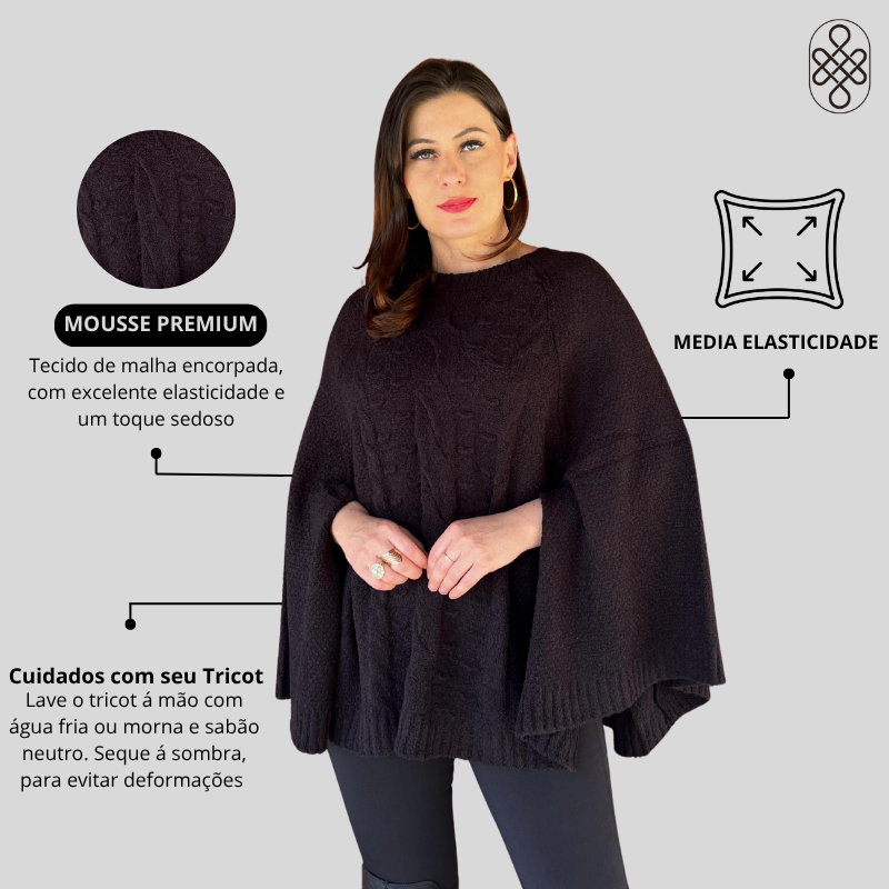 PONCHO MOUSSE TRICO CHIC LUXO