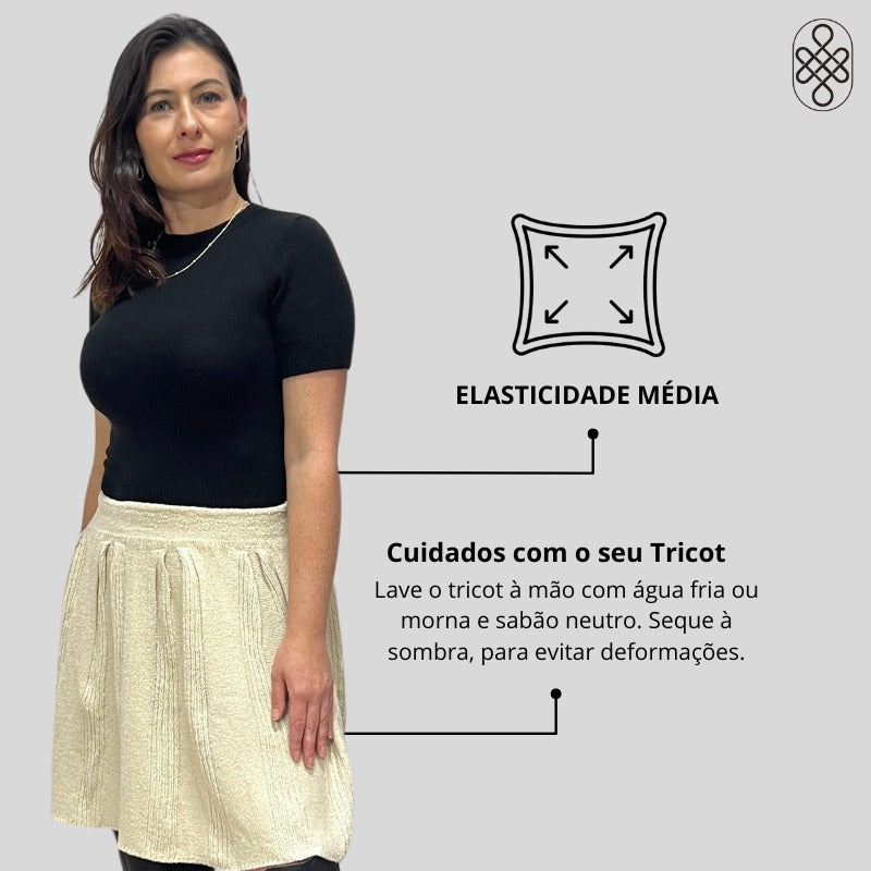 SAIA CURTA TRICO FIO MOUSSE INVERNO