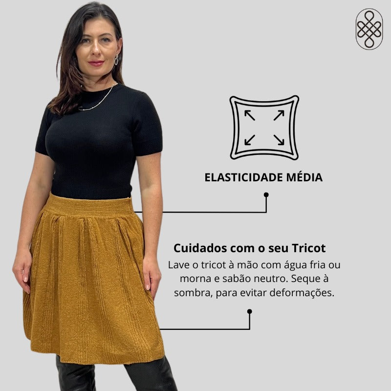 SAIA CURTA TRICO FIO MOUSSE INVERNO