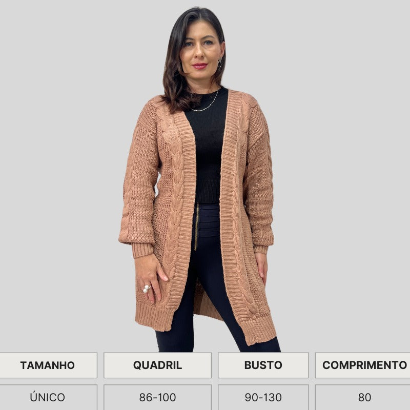 CASACO TRICO INVERNO BOHO CHIC
