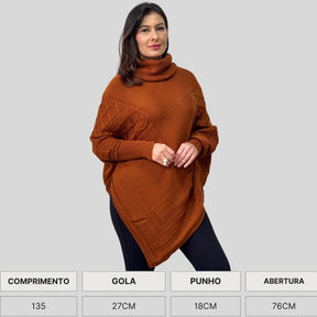 BLUSA PONCHO CAPA EM TRICO INVERNO