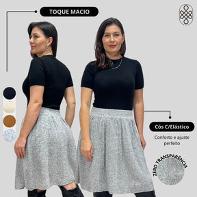 SAIA CURTA TRICO FIO MOUSSE INVERNO