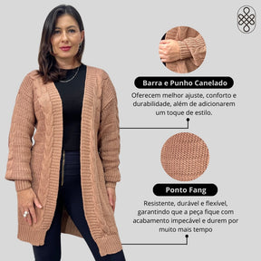 CASACO TRICO INVERNO BOHO CHIC