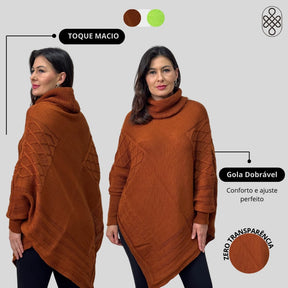 BLUSA PONCHO CAPA EM TRICO INVERNO