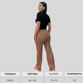 CALÇA TRICO RENDADA COM FORRO