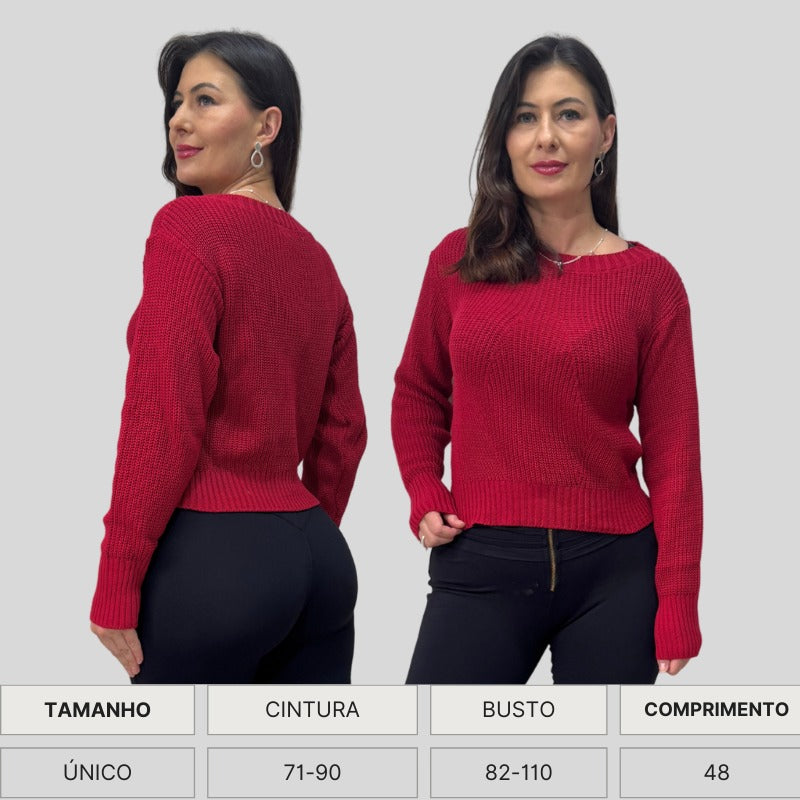BLUSA MANGA LONGA TRICOT INVERNO BOHO CHIC