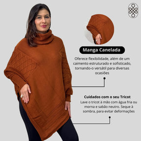BLUSA PONCHO CAPA EM TRICO INVERNO