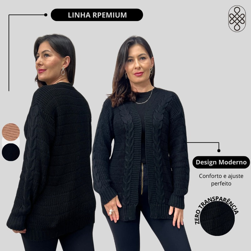 CASACO TRICO INVERNO BOHO CHIC