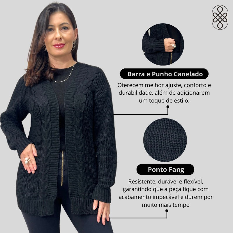 CASACO TRICO INVERNO BOHO CHIC