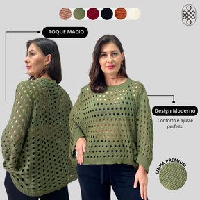 BLUSA EM TRICO BOHO OUTONO INVERNO
