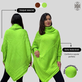 BLUSA PONCHO CAPA EM TRICO INVERNO