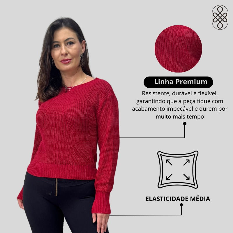 BLUSA MANGA LONGA TRICOT INVERNO BOHO CHIC