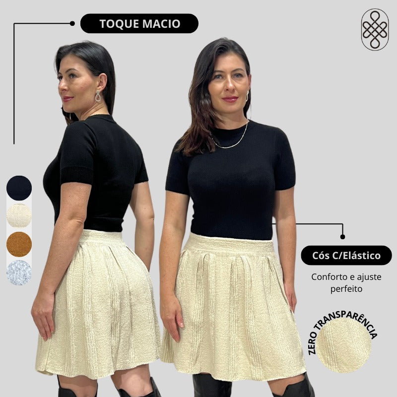 SAIA CURTA TRICO FIO MOUSSE INVERNO