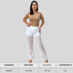 CALÇA TRICO RENDADA COM FORRO