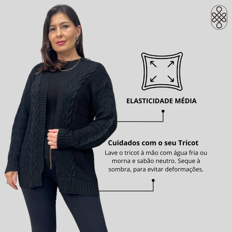 CASACO TRICO INVERNO BOHO CHIC