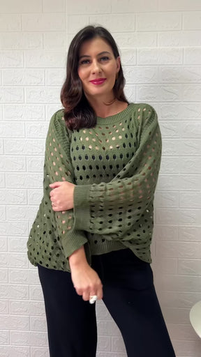 BLUSA EM TRICO BOHO OUTONO INVERNO